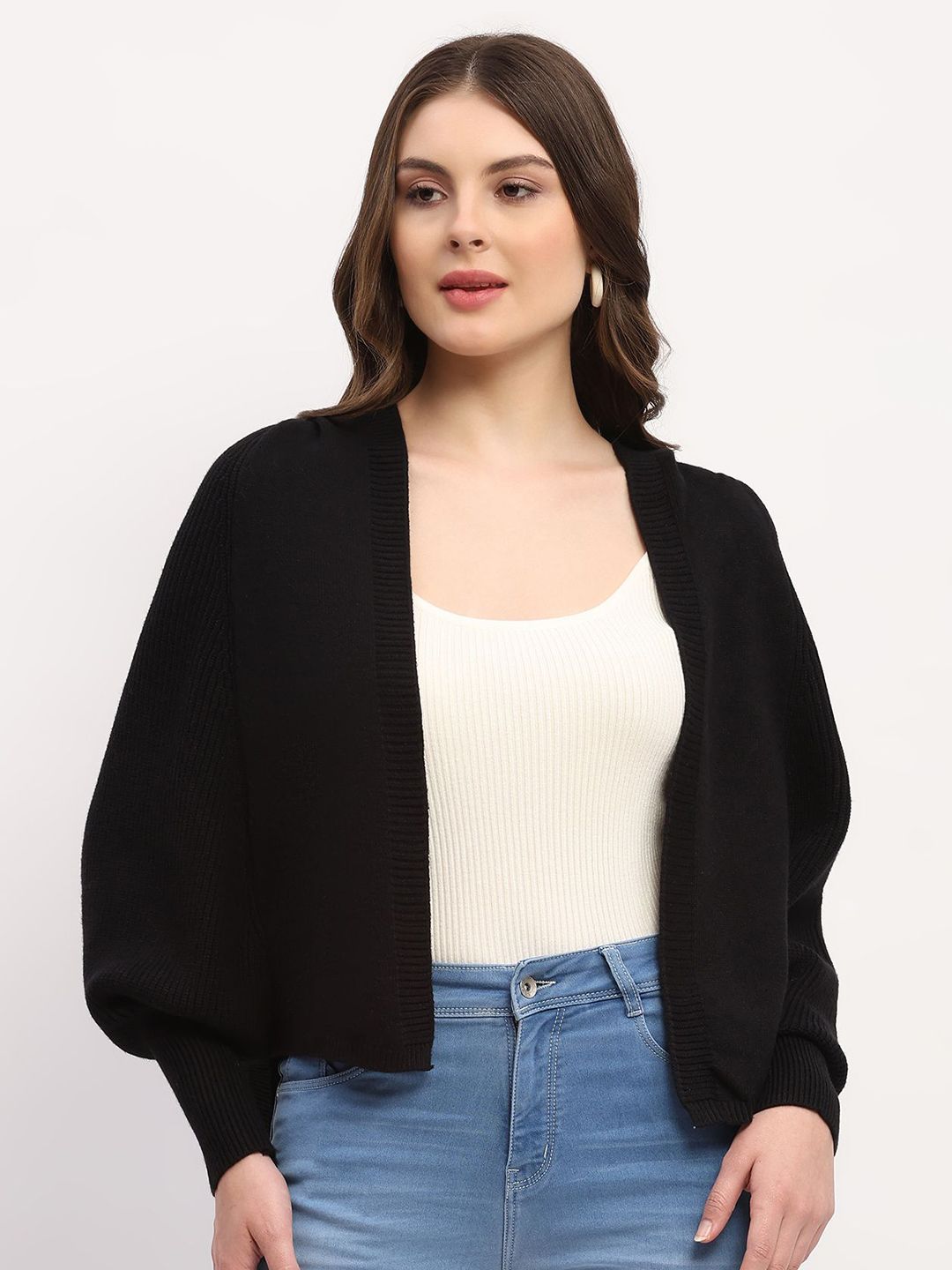 Global Republic Shawl Collar Open Front Shrug-image-40