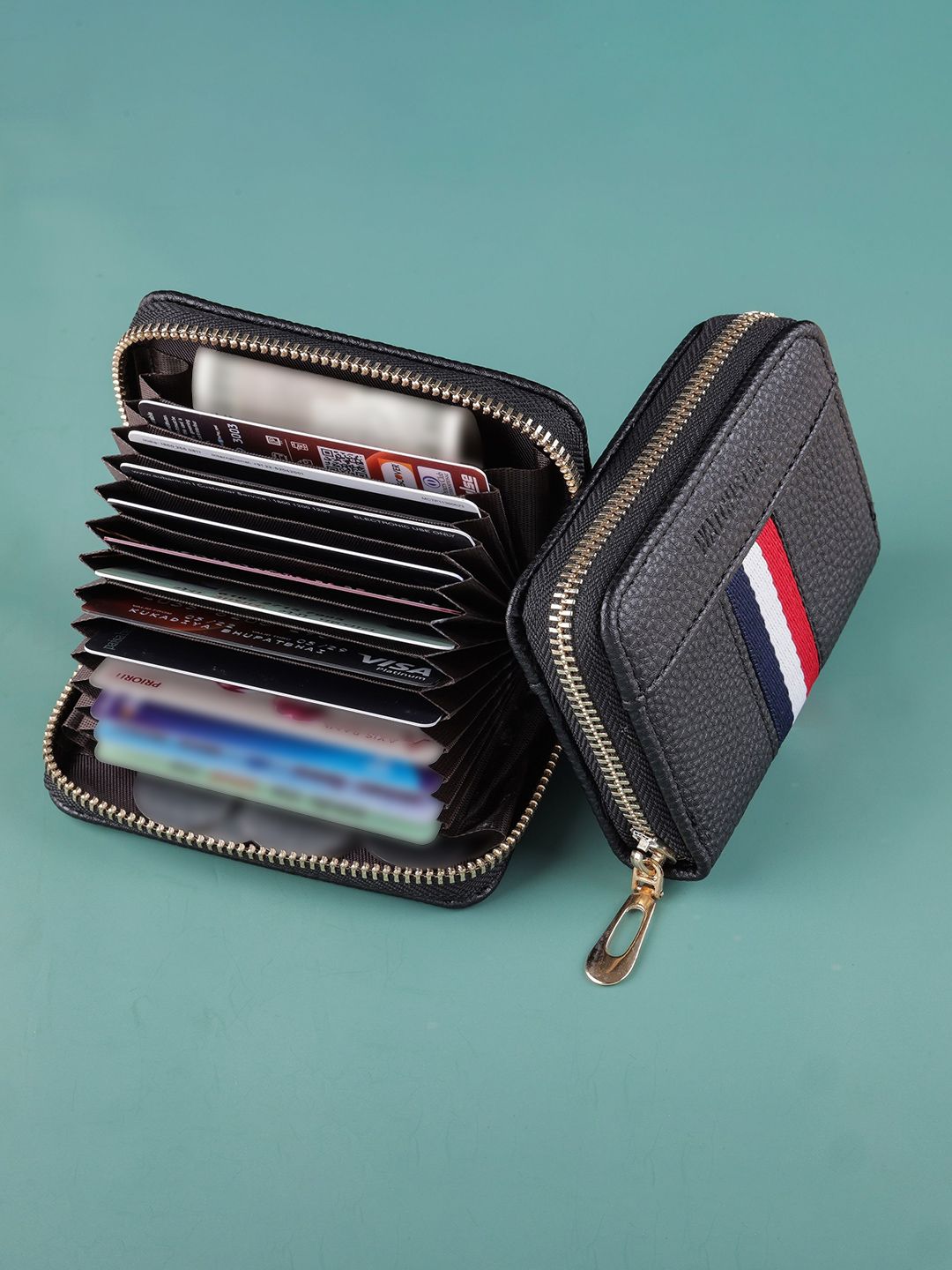 SZN Men Textured Zip Detail Zip Around Wallet-image-11