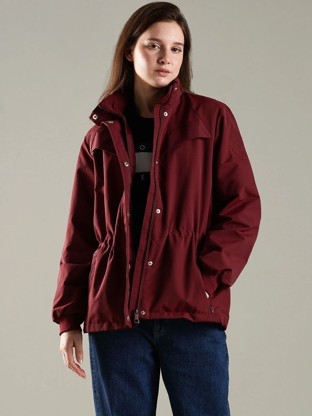 Tommy Hilfiger USA High-Neck Long Sleeves Regular Fit Open Front Jacket-image-38