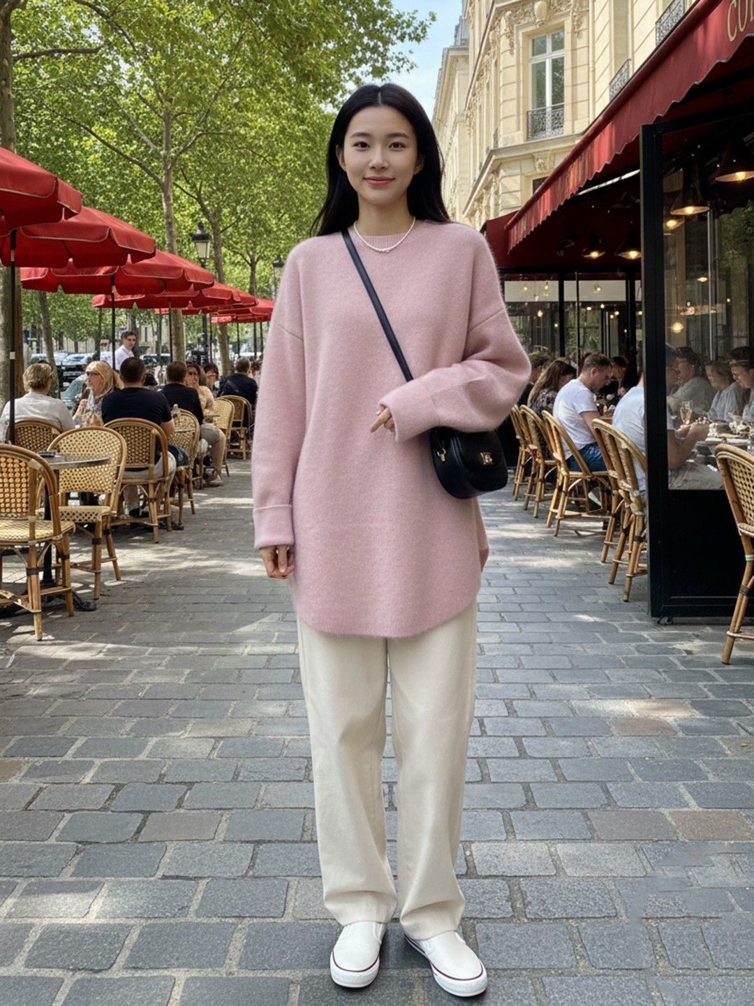 HERE&NOW Women Round Neck Cashmere Longline Pullover-picture-28