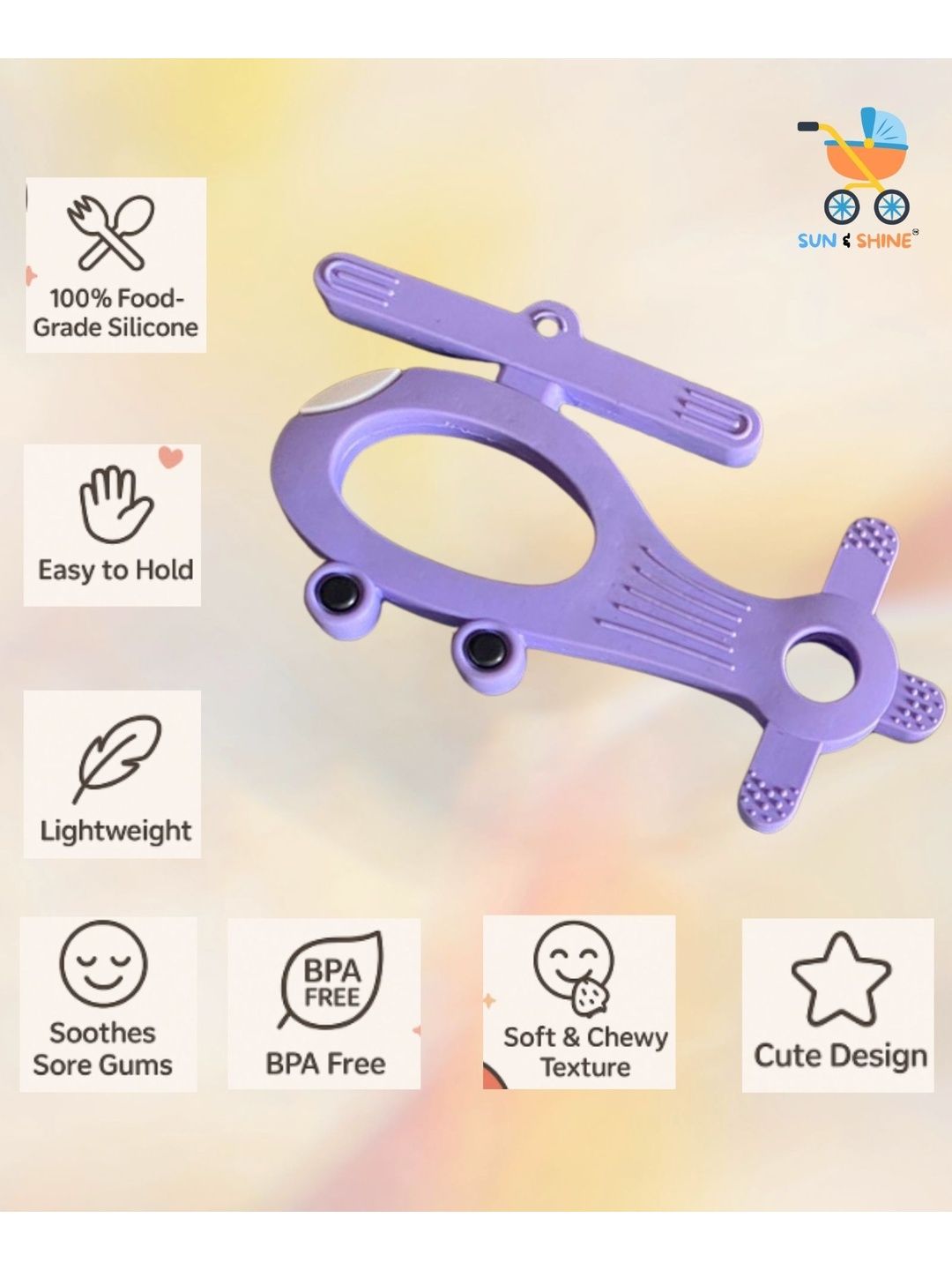 Sun & Shine Kids Premium Silicone Copter Teether-picture-48