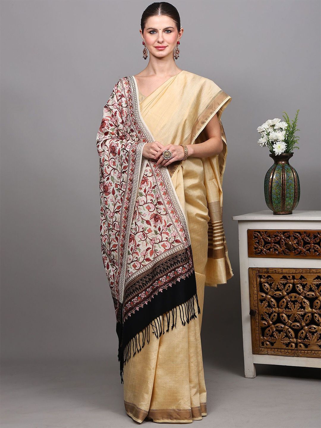 Exotic India Floral Aari Embroidered Shawl-picture-37