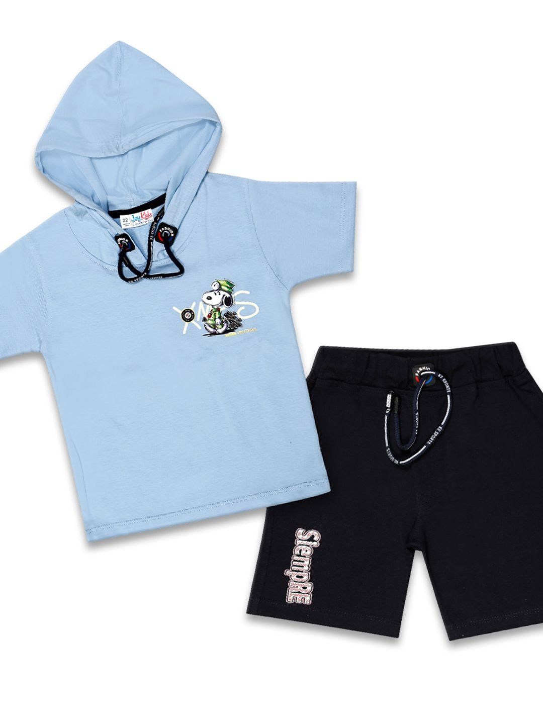 Joy Kids Boys Printed Pure Cotton T-shirt with Shorts Clothing Set-picture-33