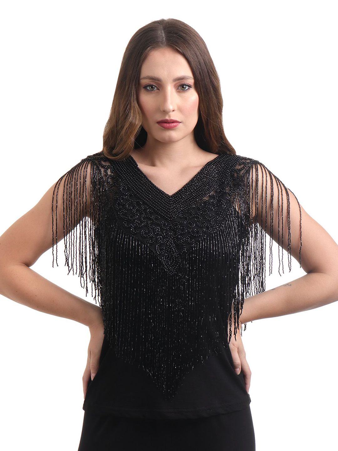 JEDCO Women Embroidered Waterfall Shrug