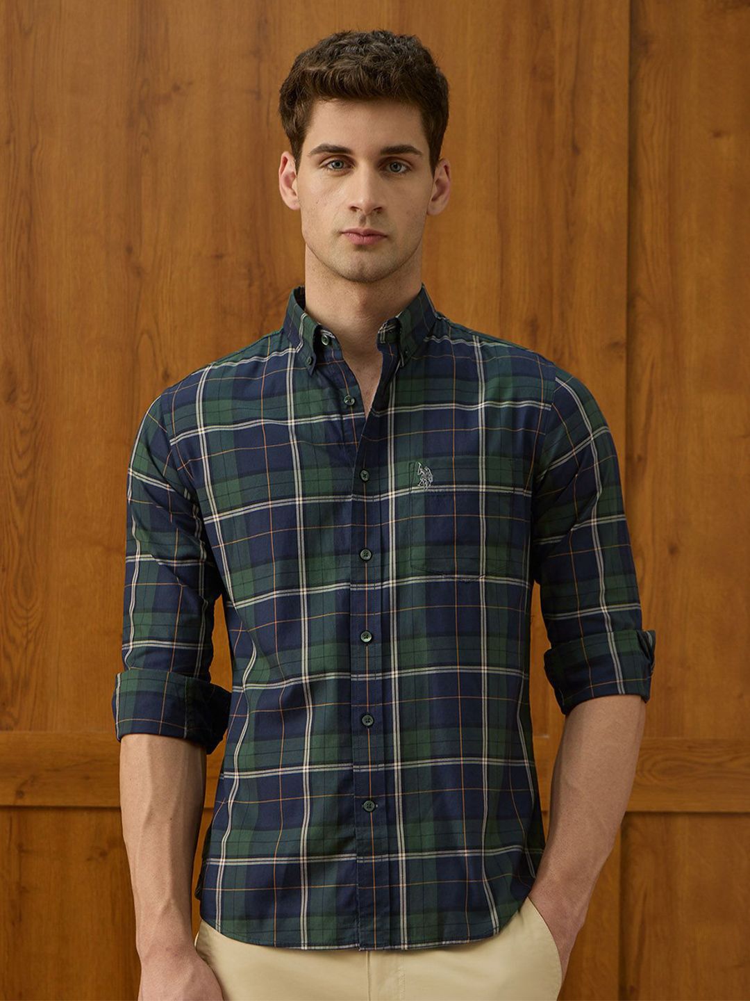 U.S. Polo Assn. Men Tailored Fit Checked Button-Down Collar Casual Shirt-picture-24