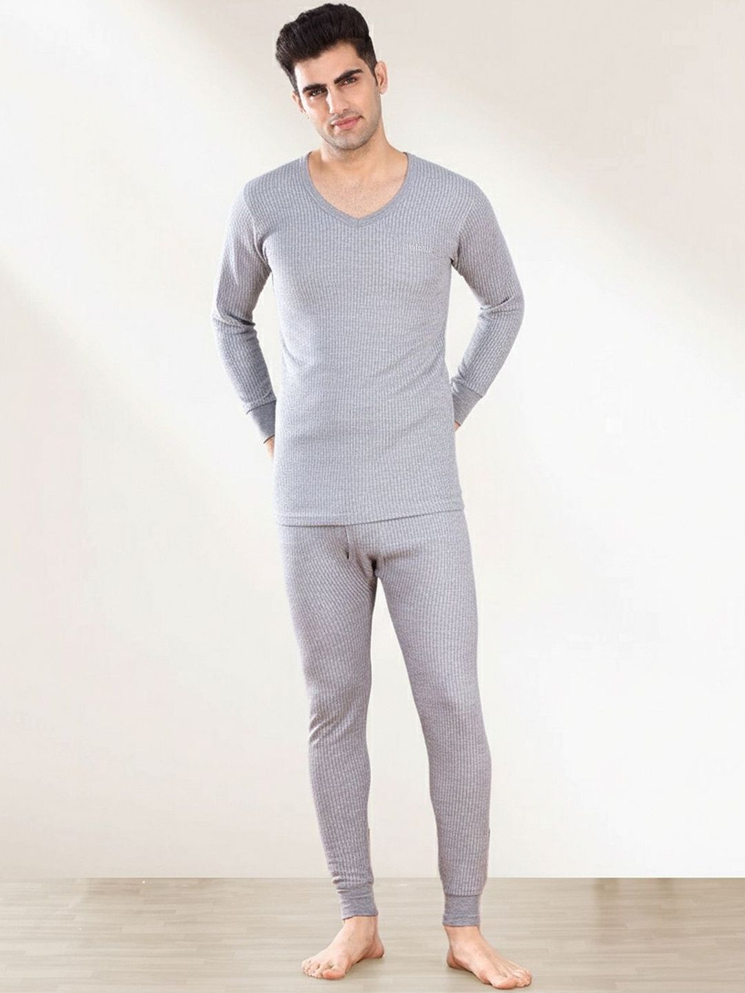 INFERNO Men Ribbed V-Neck Cotton Thermal Top-picture-16