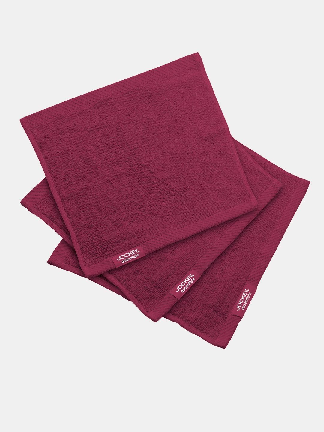 Jockey Set of 3 Burgundy Pure Terry-Cotton High-Absorbent Ultra-Soft 430-GSM Face Towels-image-24