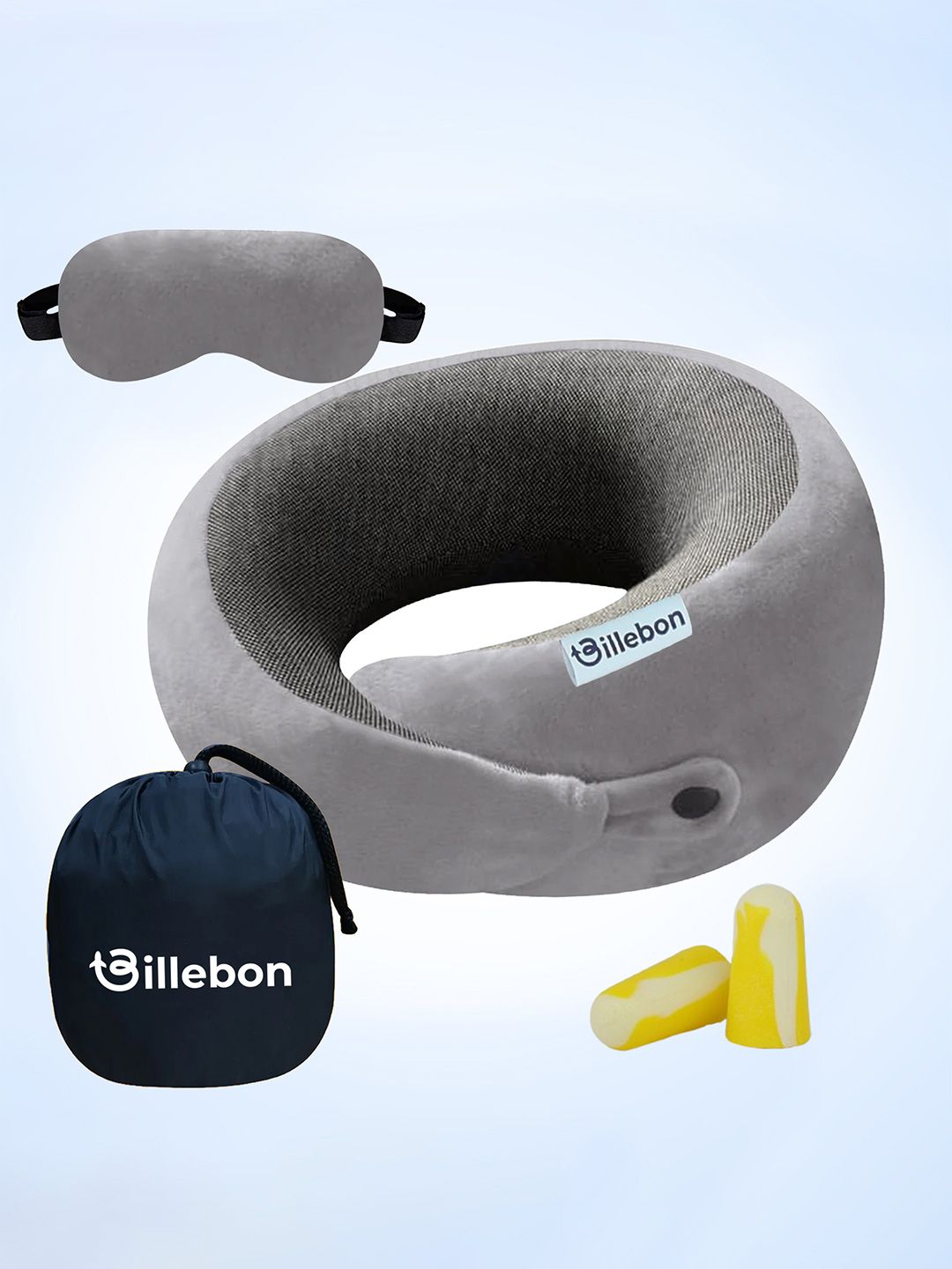 BILLEBON Grey Extra Soft Memory Foam Travel Pillow 5 inches x 4 inches-image-48