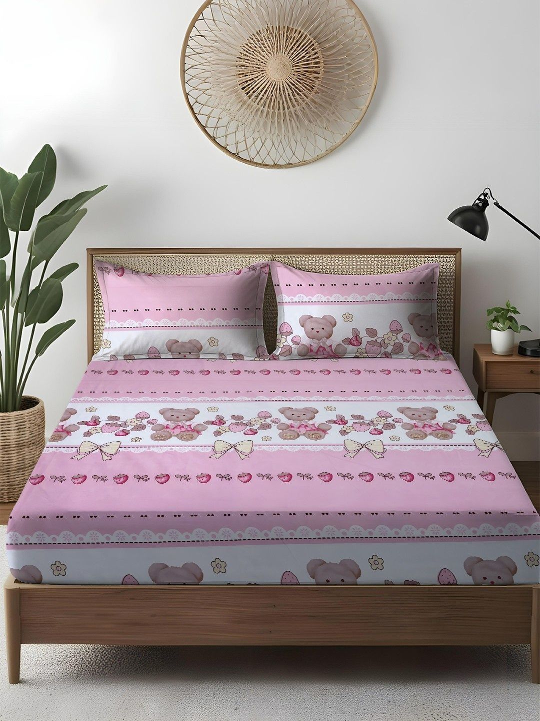 WEAVE AND DECOR Kds Pink Microfiber 300TC Queen Bedsheet With Pillows Covers 72" x 72"-picture-46