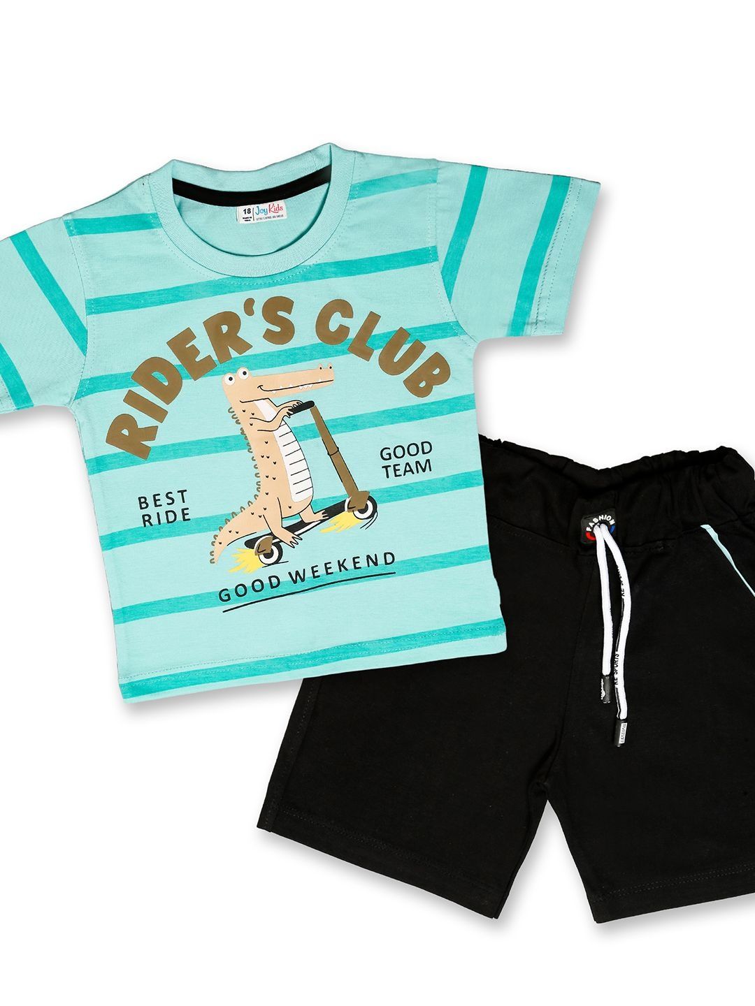 Joy Kids Boys Printed Pure Cotton Round Neck T-shirt With Shorts-picture-27