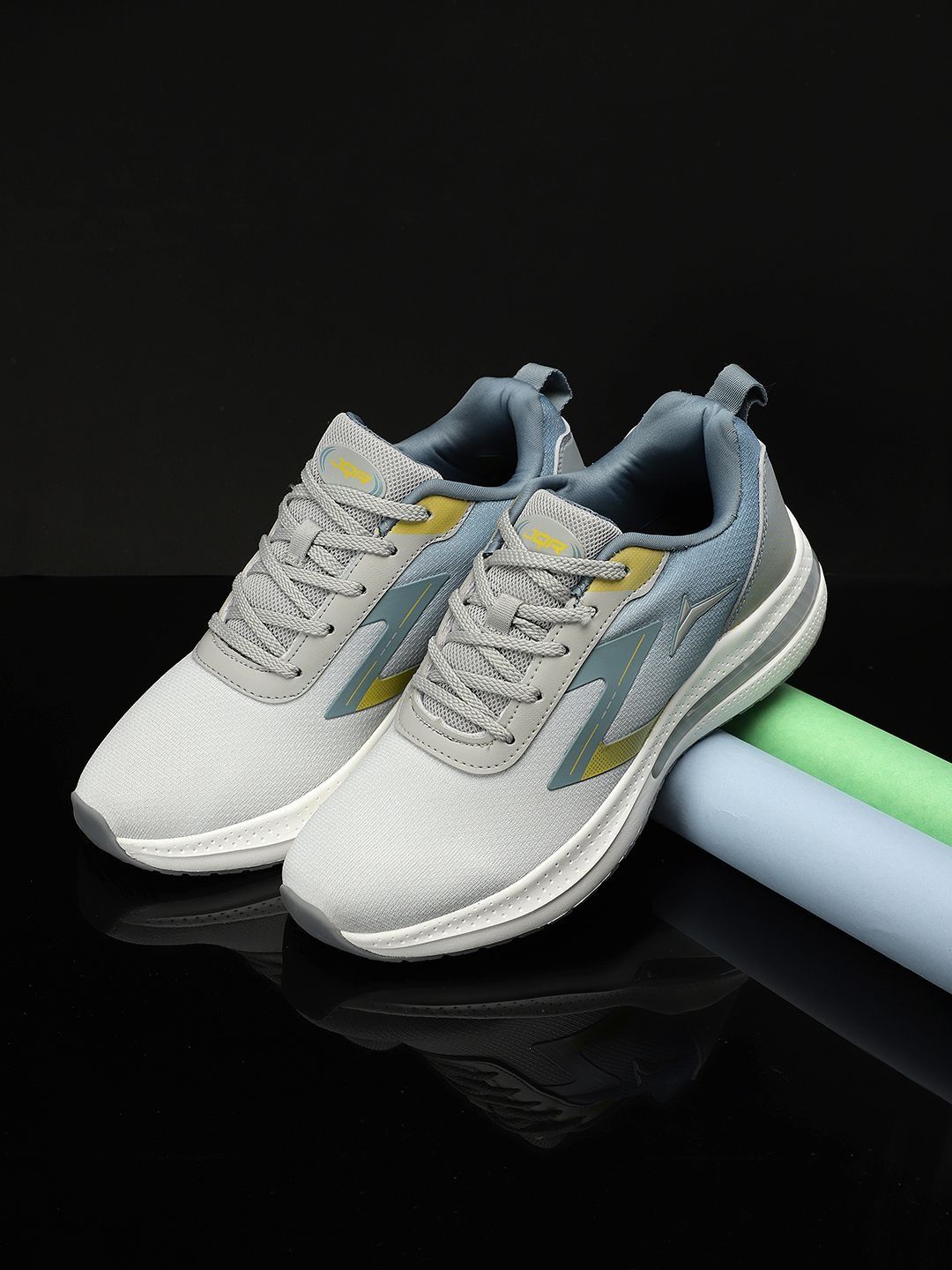 JQR Men Colourblocked Mesh Lace Up Running Shoes