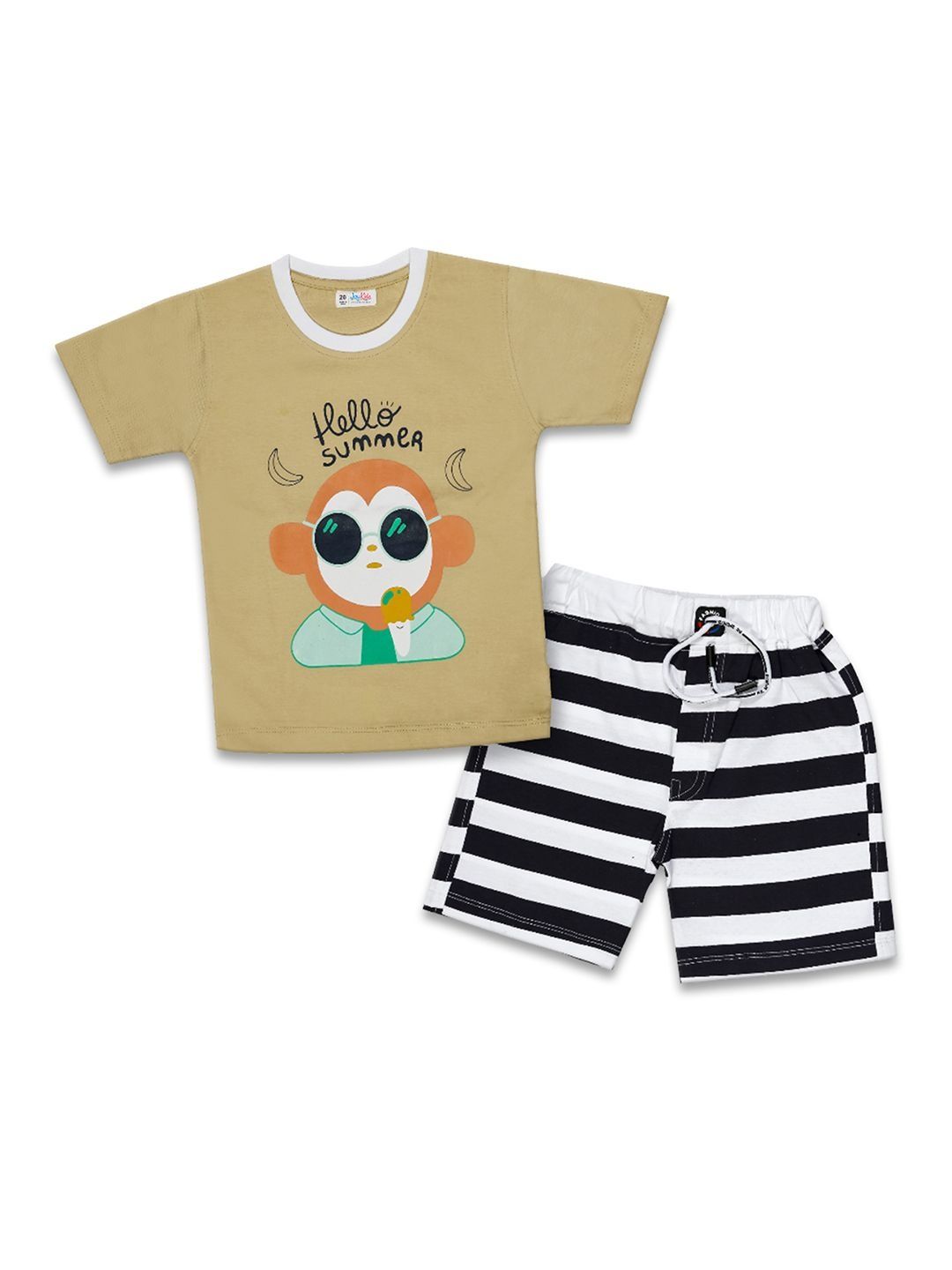Joy Kids Boys Graphic Printed Pure Cotton T-shirt with Shorts-picture-41