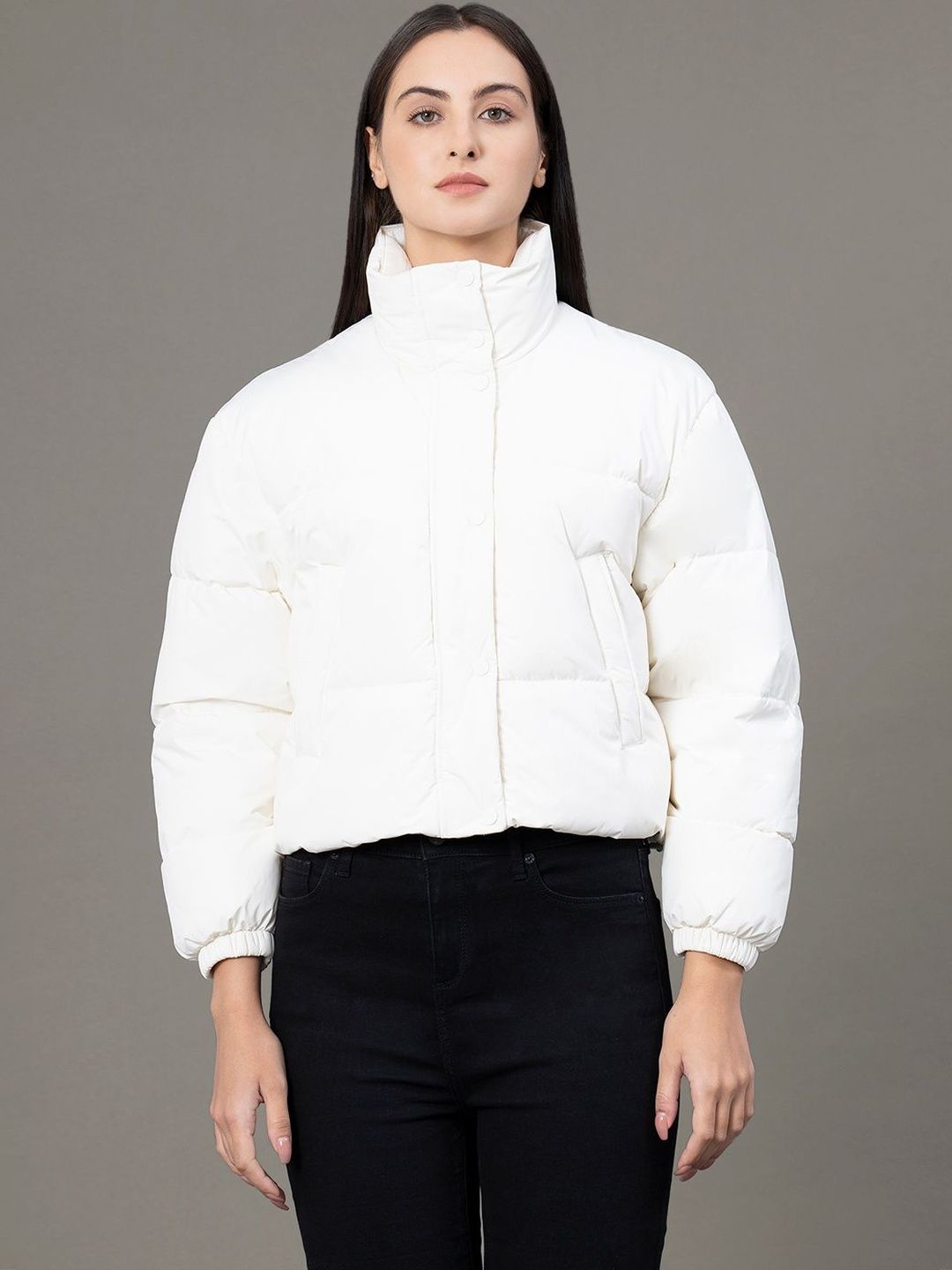 Red Tape Hooded Collar Padded Jacket-image-9