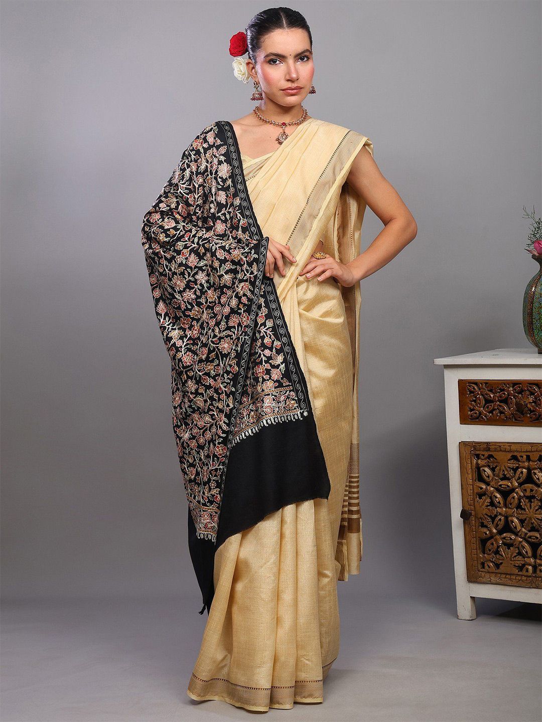 Exotic India Floral Embroidered Shawl-picture-21