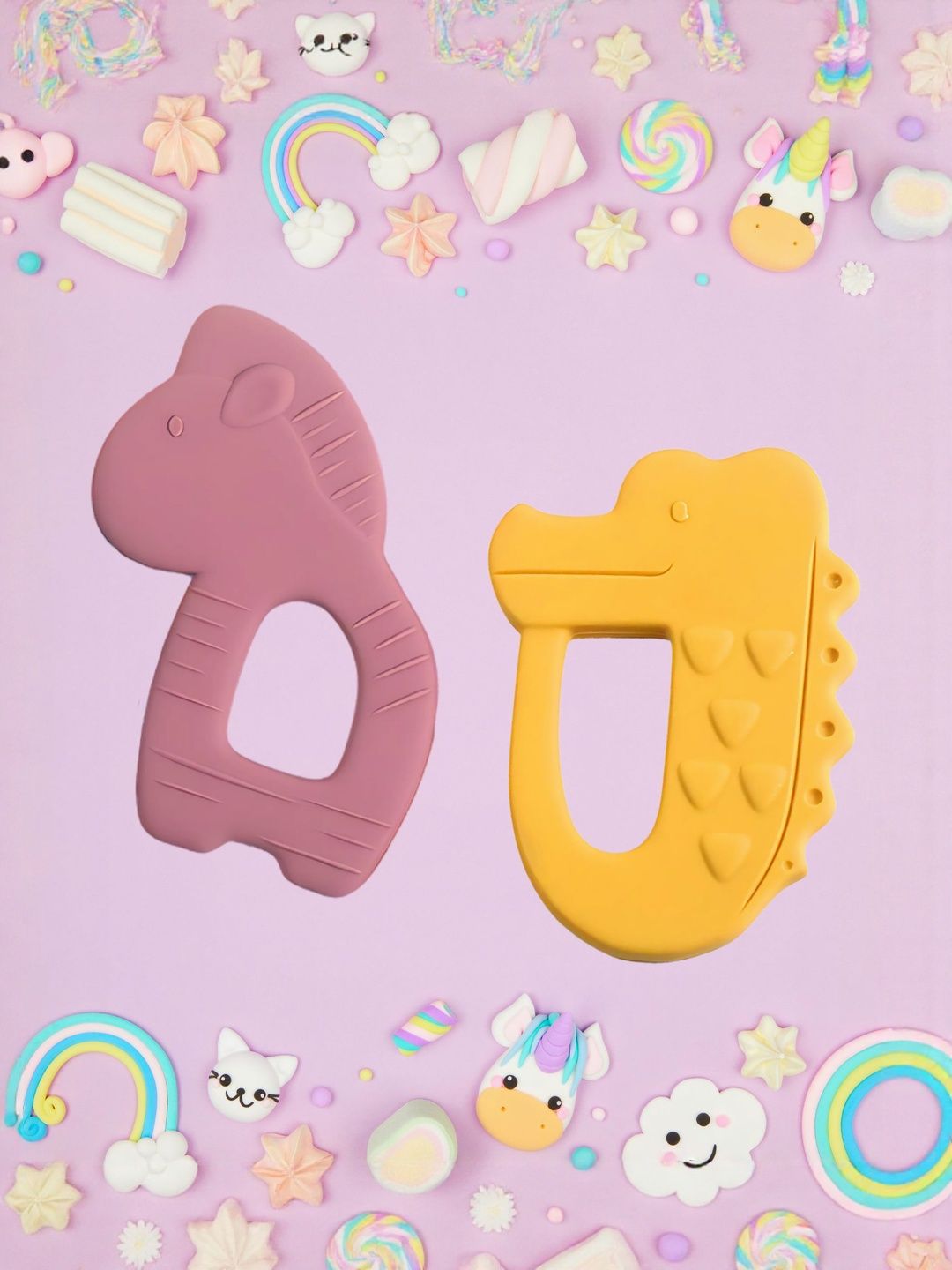 Sun & Shine Infants Set Of 2 Brown & Yellow Neigh Neigh & Gummer Gator Teethers-picture-14