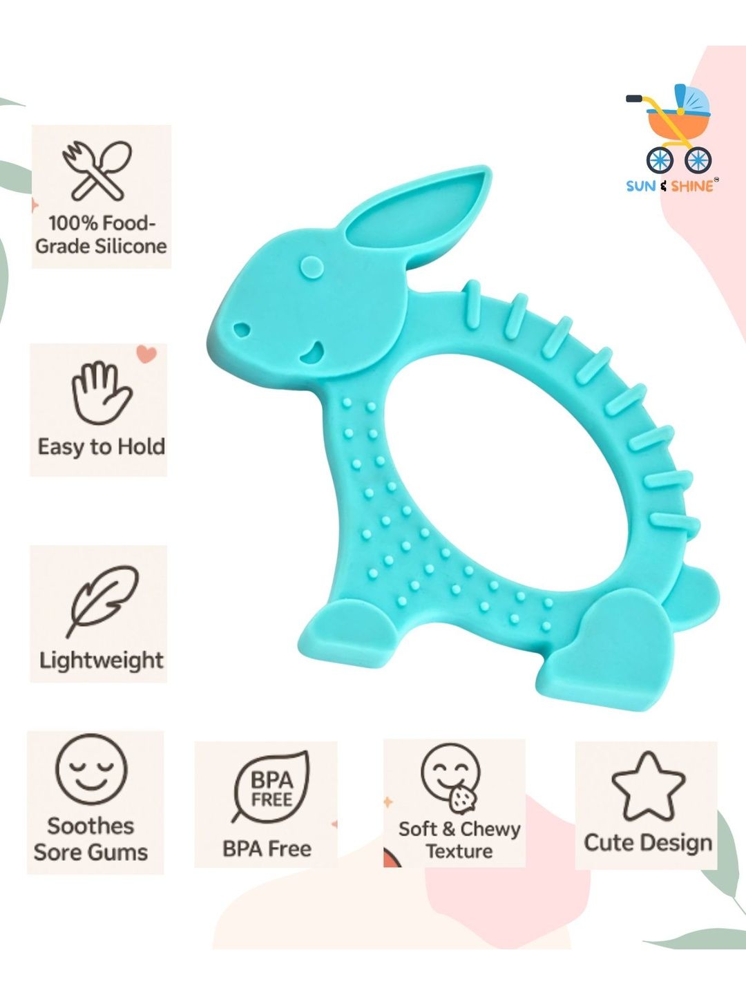Sun & Shine Green Chewy Bunny Shape Teether-image-30