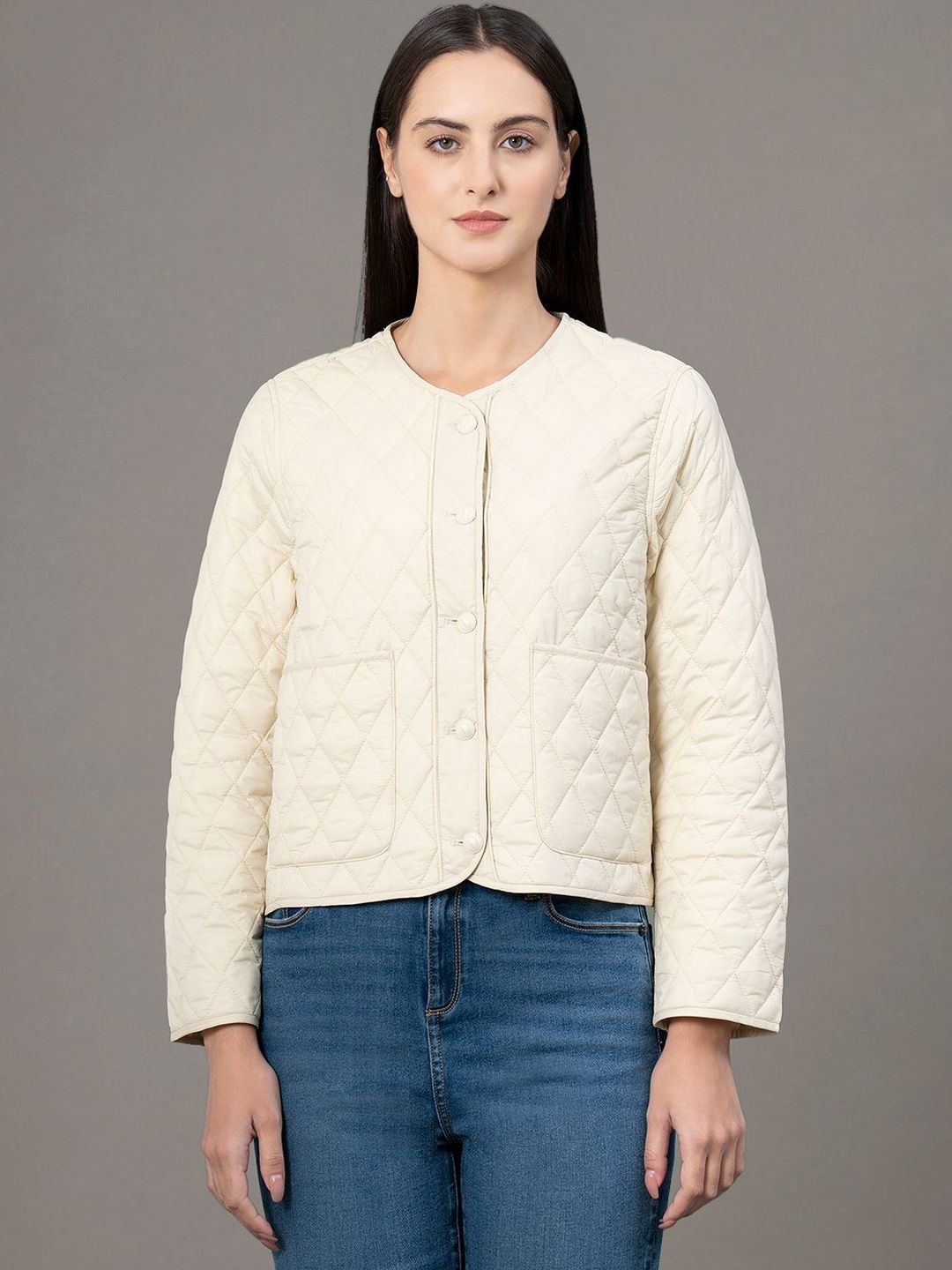 Red Tape Collarless Quilted Jacket-picture-23