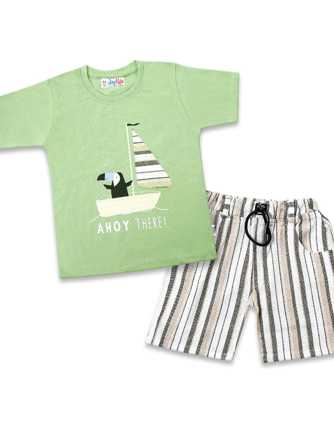 Joy Kids Boys Printed Round Neck Pure Cotton T-shirt with Shorts Clothing Set-picture-34