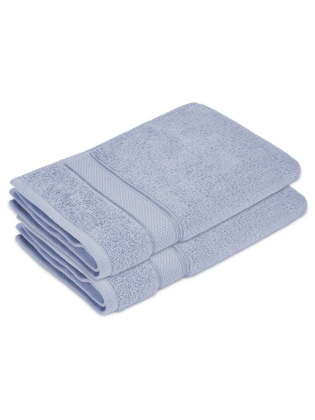Boutique Living India Set of 2 Blue Self Design Pure Cotton 550 GSM Hand Towels-image-30