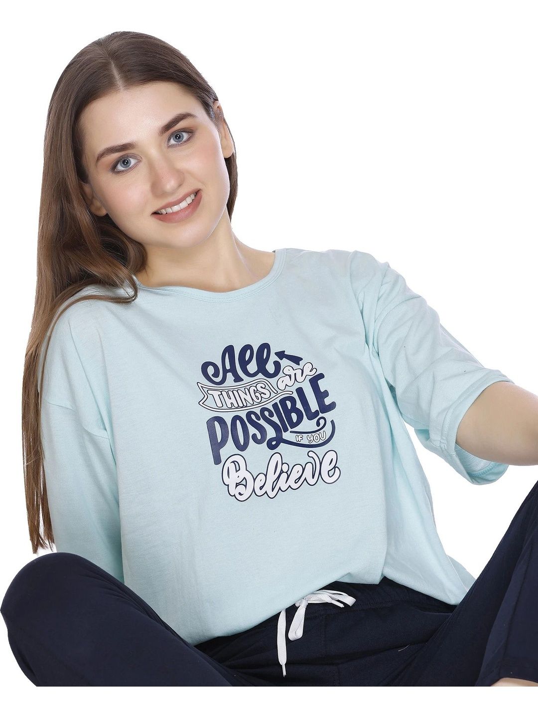 AMAHA FASHIONS Women Printed Round Neck Short Sleeves Cotton Lounge Tshirts-picture-41