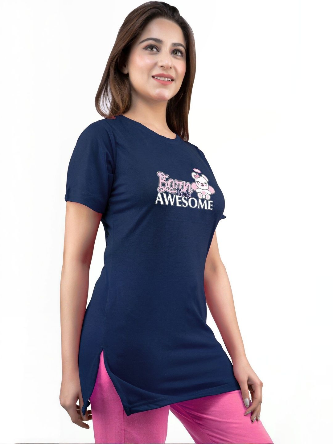 URBE-URBAN EVOLUTION Women Printed Cotton Lounge T-Shirts-picture-42