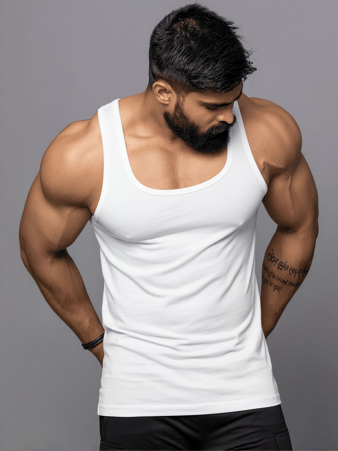 JUARI BE A GENTLEMAN Combed Cotton Round Neck Basic Vest-image-4