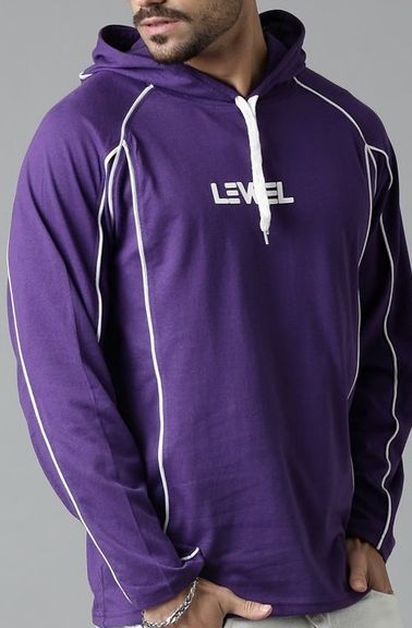 Buy LEWEL Men Brand Logo Printed Hooded Cotton T Shirt - Tshirts for ...