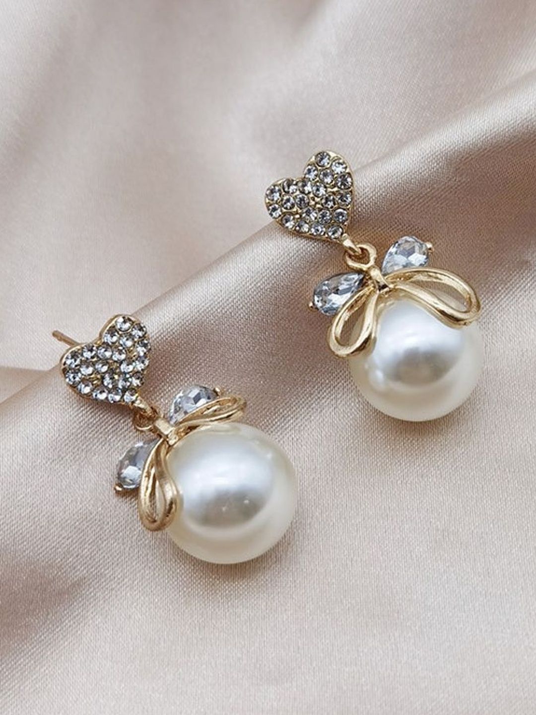 TheVineGirl Gold-Plated Pearls Beaded Contemporary Drop Earrings-image-44