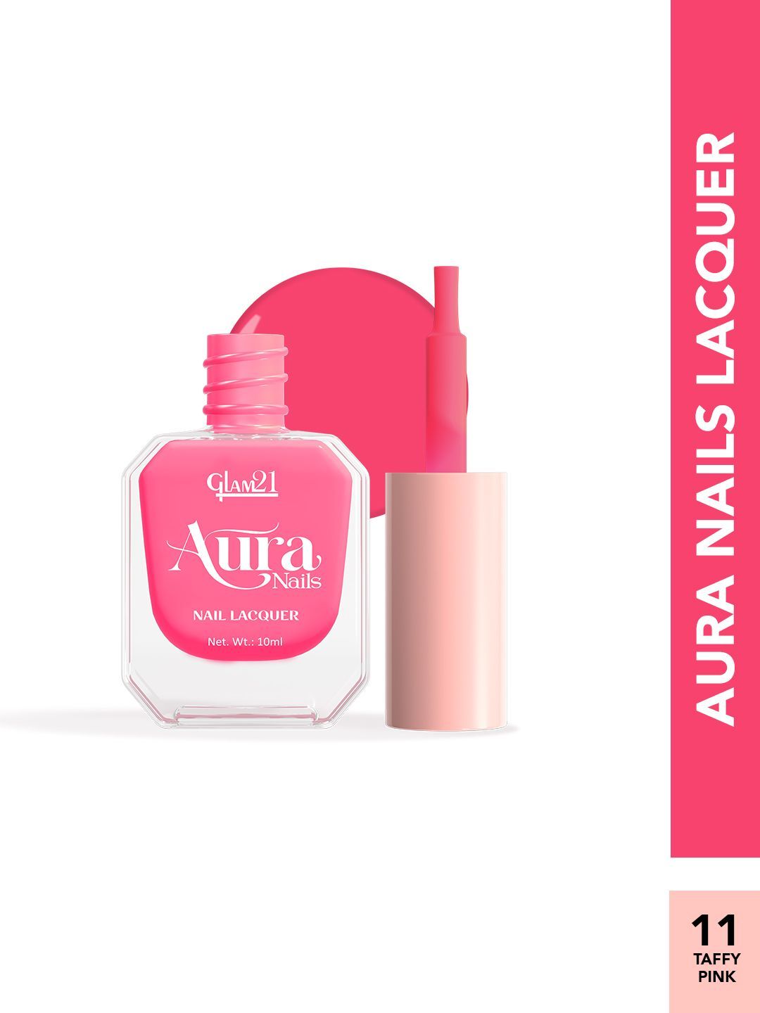 GLAM21 Aura High-Shine Nails Lacquer - 10 ml - Taffy Pink 11-image-6