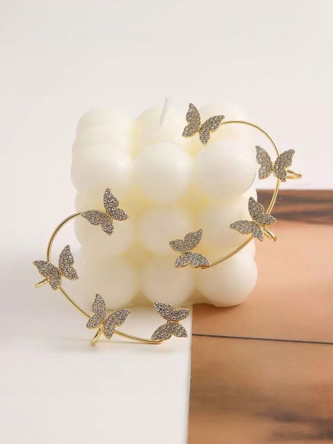 TheVineGirl Gold-Plated Cubic Zirconia Studded Contemporary Ear Cuff-image-46