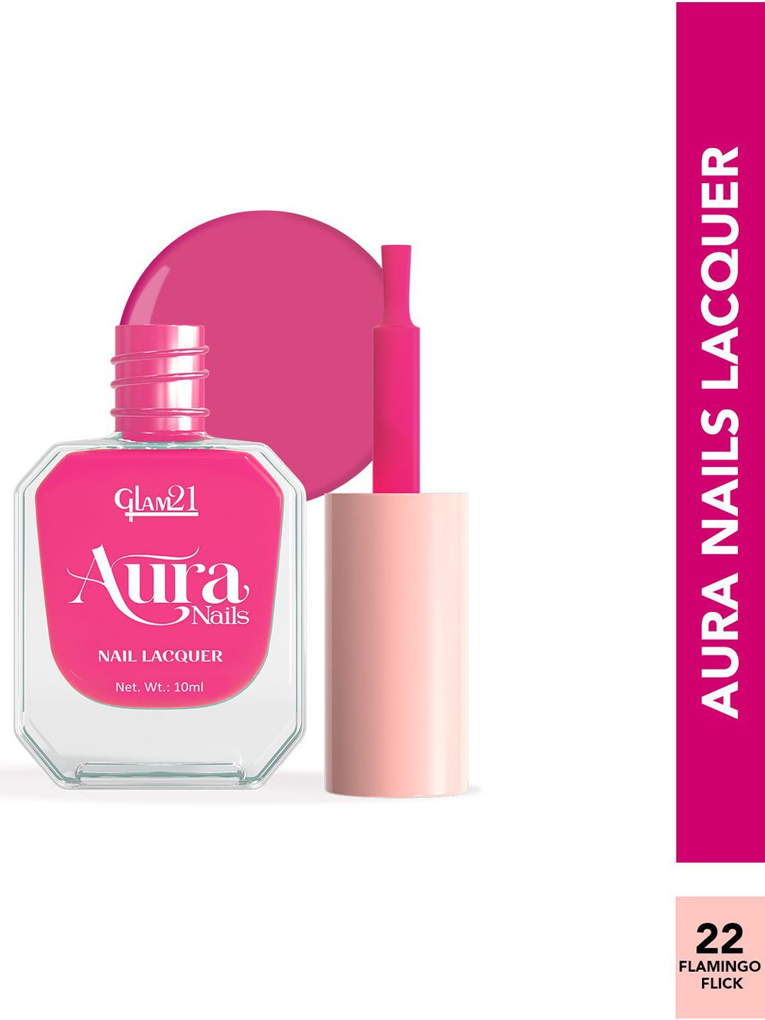 GLAM21 Aura Nails High-Shine Nail Lacquer 10ml - 10 ml- Flamingo Flick 22-picture-21