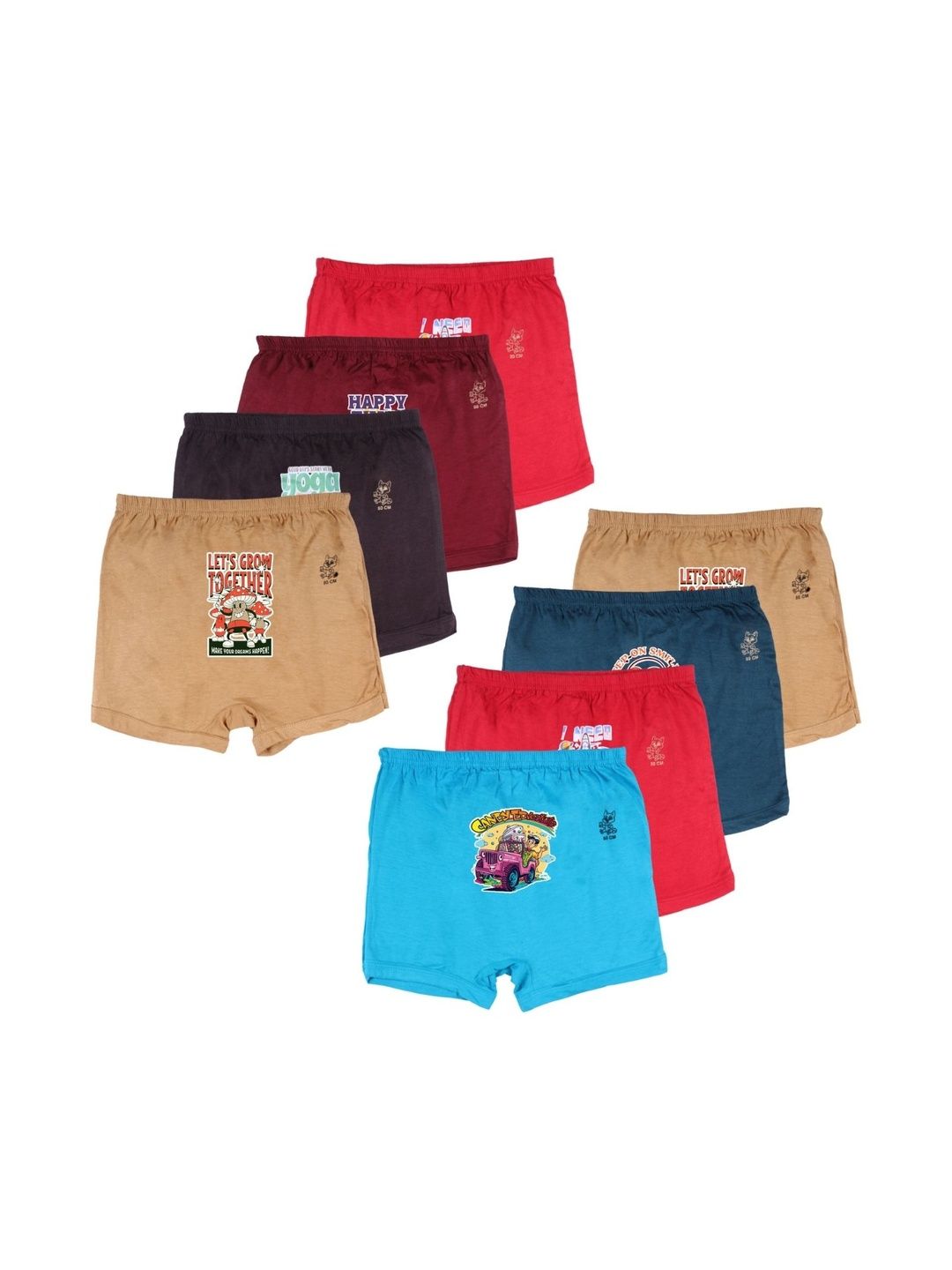 Kids Basket Girls Pack Of 8 Cotton Printed Mid-Rise Boy Shorts-picture-18