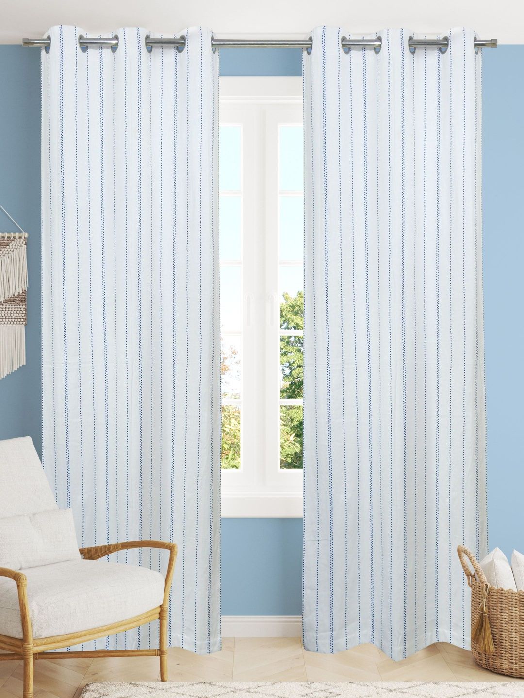 HOME COLORS.IN Set of 2 Striped Room Darkening Door Curtain-image-29