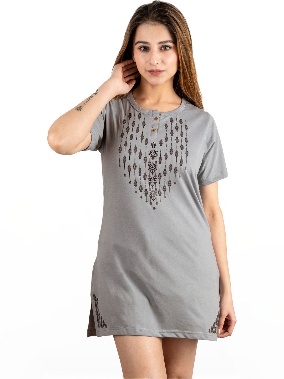 AMAHA FASHIONS Women Printed Round Neck Cotton Lounge Tshirts-image-23