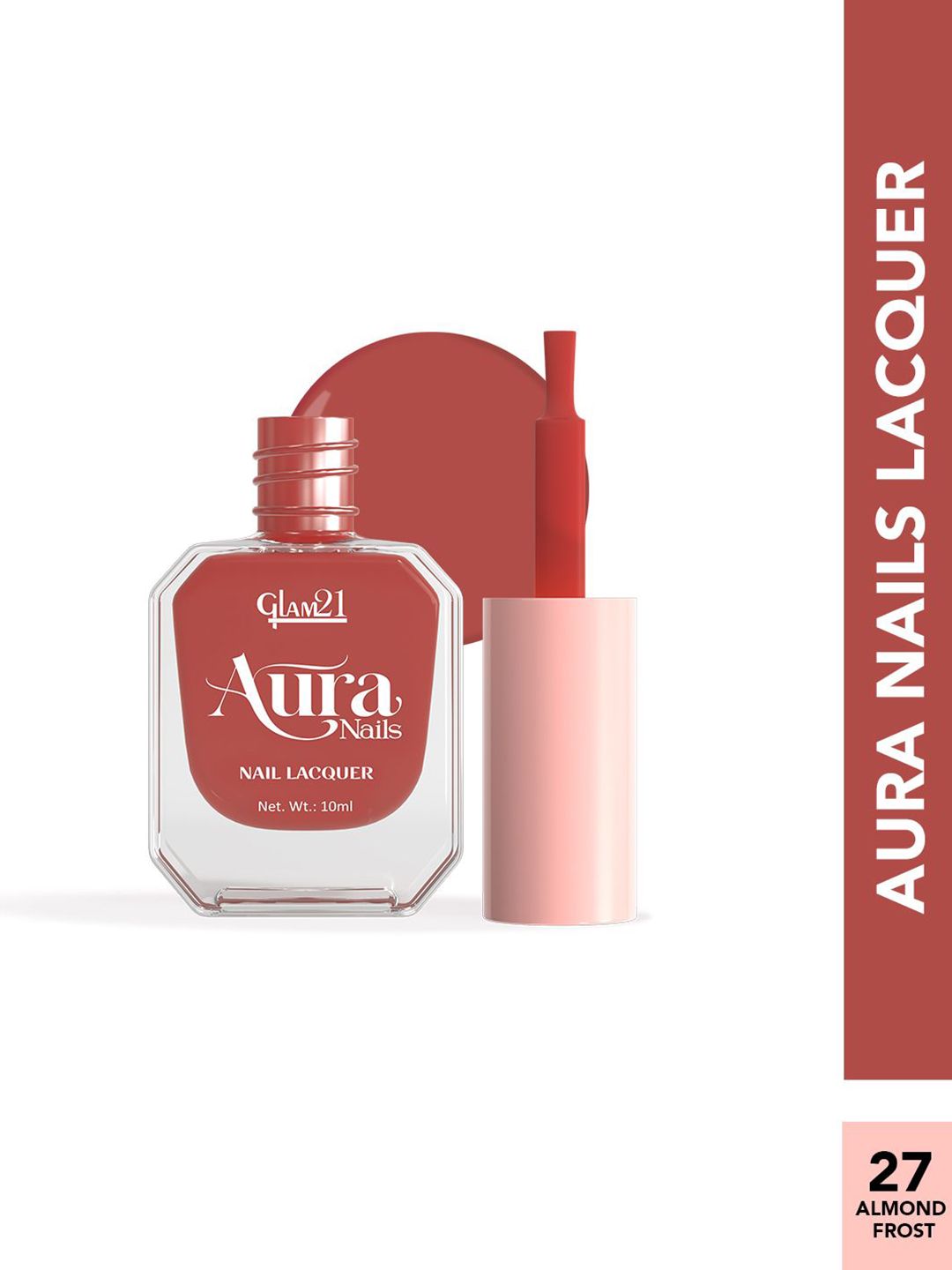 GLAM21 Aura Nails Lacquer High-Shine Nail Enamel- 10 ml- Almond Frost 27-picture-15