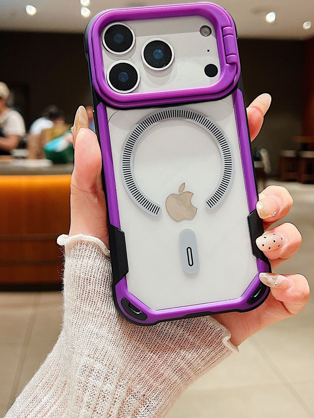 Luxury Kase Shockproof Rotating Kickstand Ring iPhone 17 Pro Max Transparent Back Case-picture-29