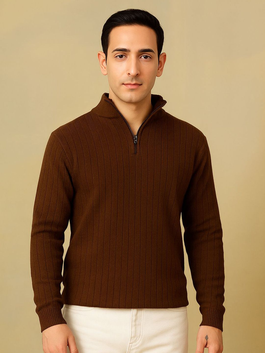 Colorchakra Men Ribbed Woollen Pullover-picture-32
