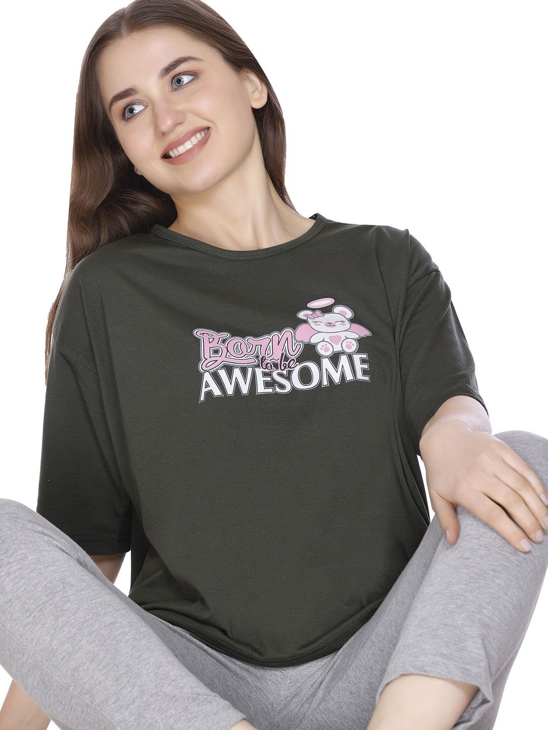 AMAHA FASHIONS Women Printed Cotton Round Neck Lounge T-Shirts-picture-31