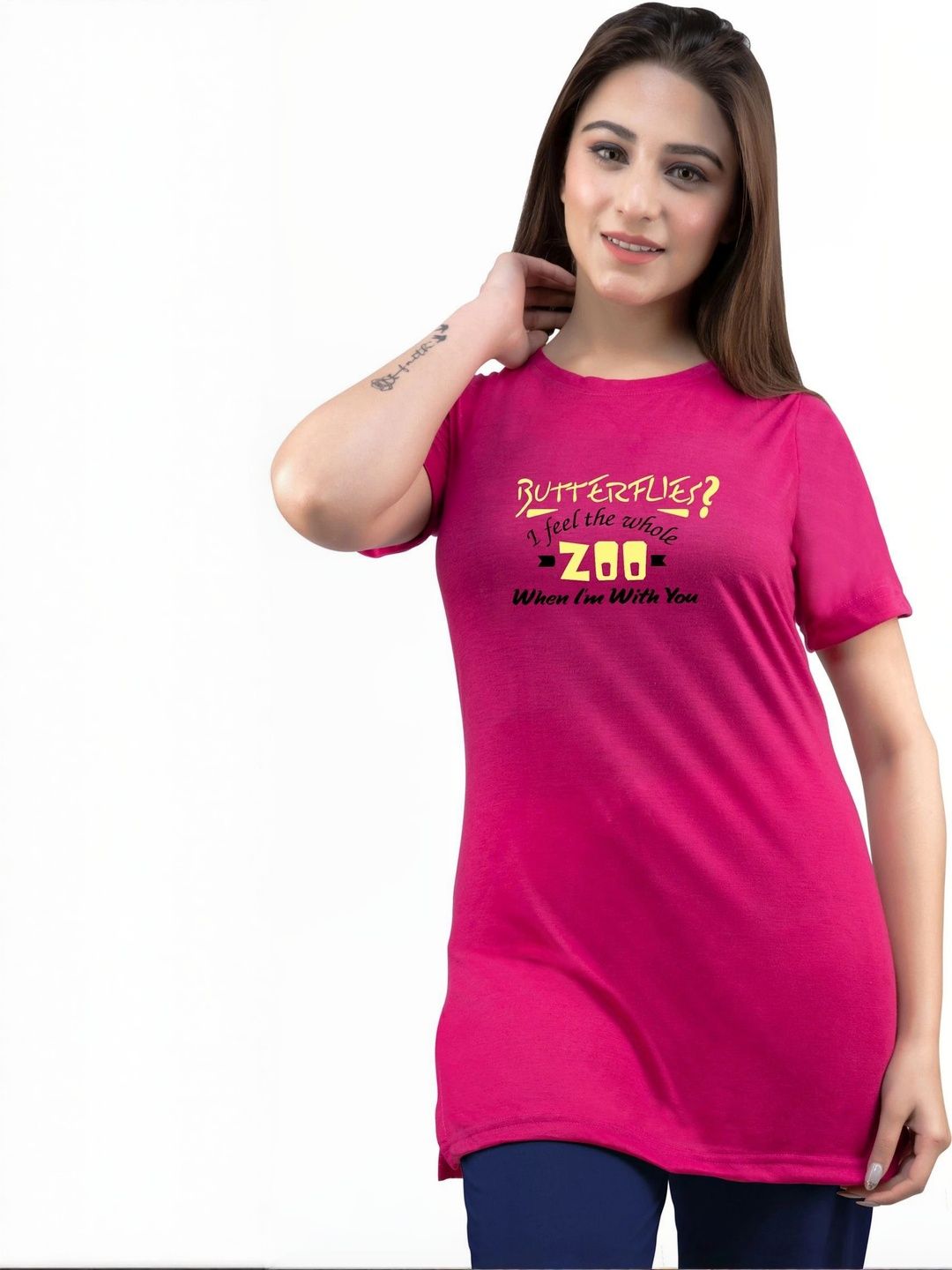 URBE-URBAN EVOLUTION Women Printed Cotton Lounge T-Shirts-image-25