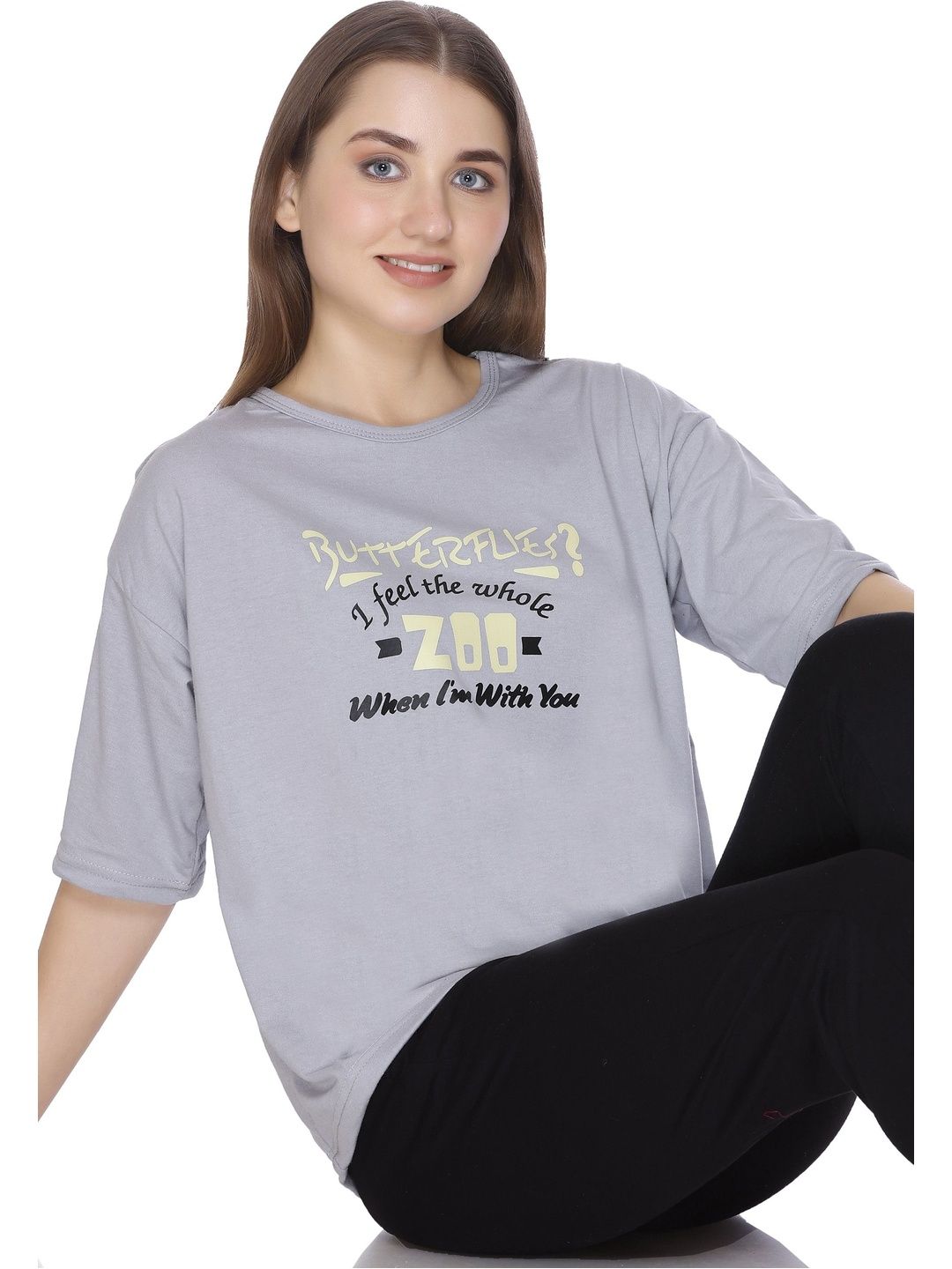 URBE-URBAN EVOLUTION Women Printed Cotton Lounge Tshirt-picture-37