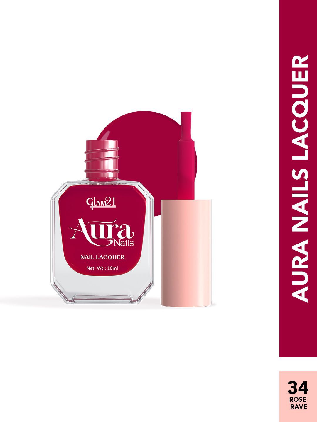 GLAM21 Aura Nails Lacquer High-Shine Nail Enamel- 10 ml- Rose Rave 34-image-10