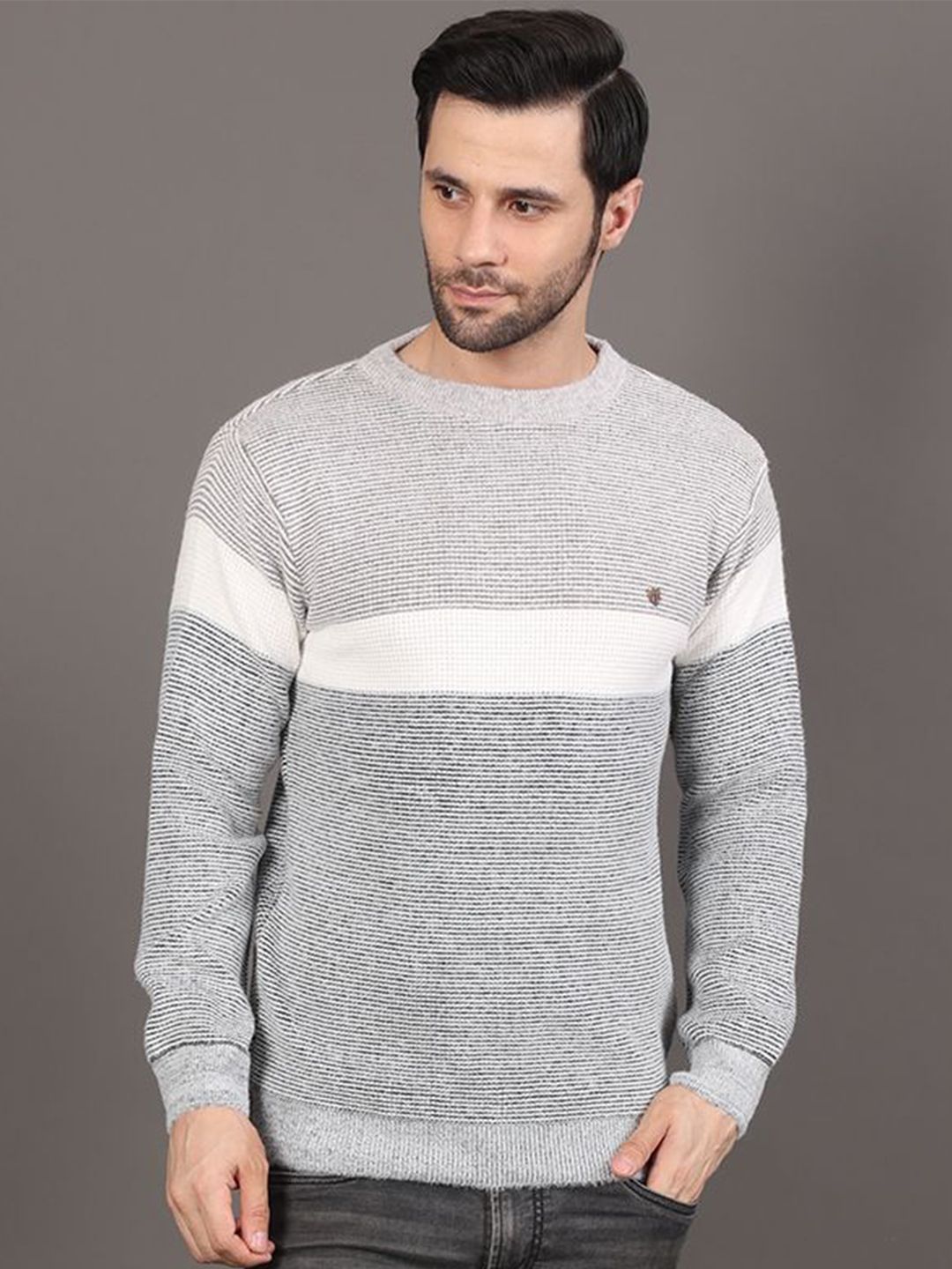 GRACIT Men Colourblocked Woollen Pullover Sweater-picture-24