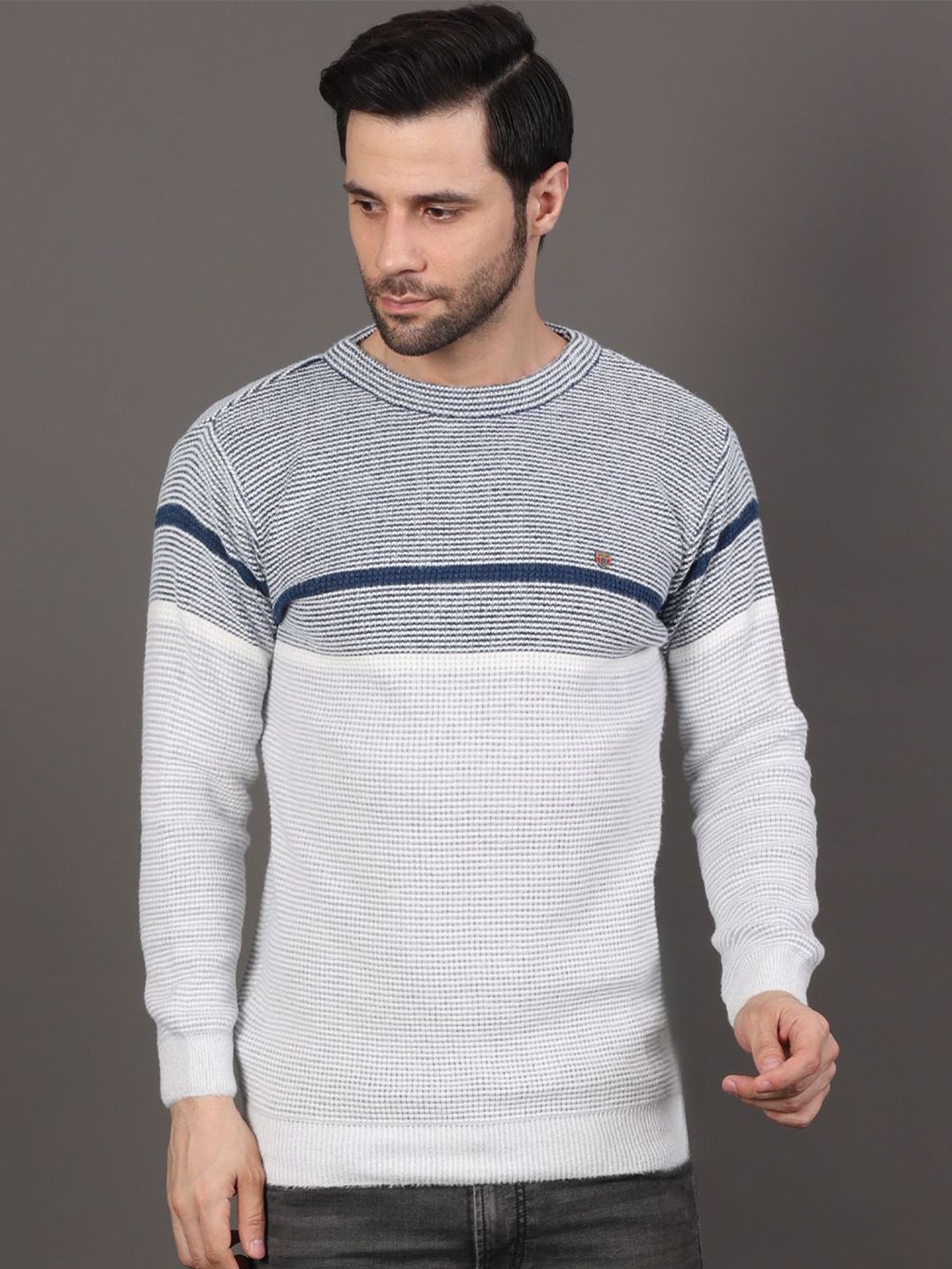 GRACIT Men Striped Round Neck Long Sleeves Woollen Pullover Sweater-picture-39