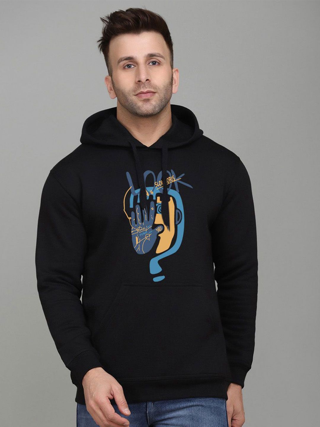 SLOWLORIS Men Printed Hooded Sweatshirt-picture-16