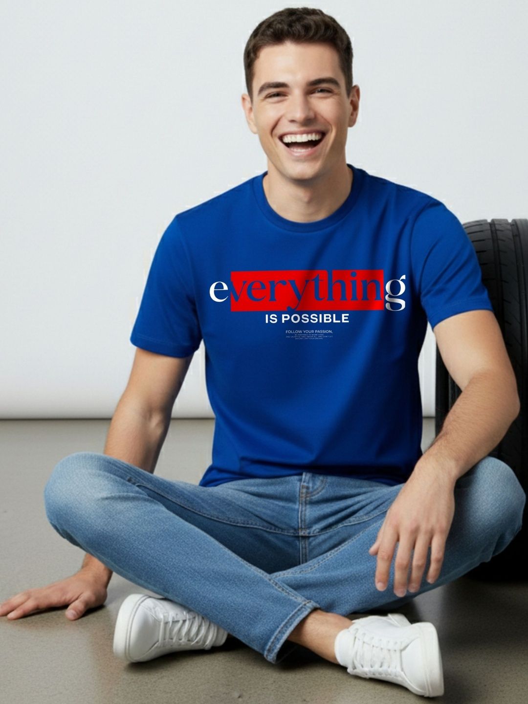 HERE&NOW Typography Printed Round Neck Short Sleeves Bio Finish Pure Cotton T-shirt-picture-13