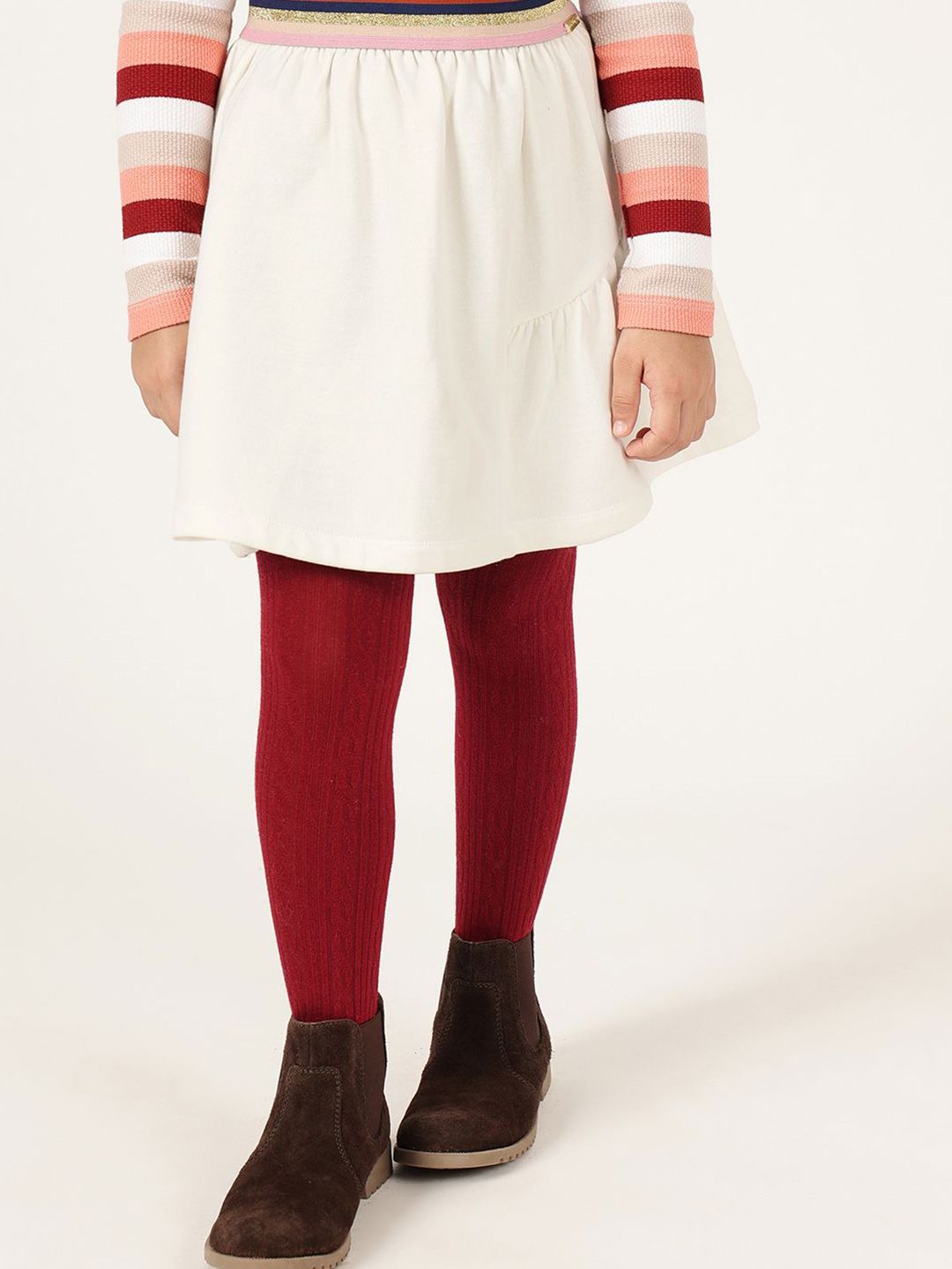 One Friday Girls A-Line Above Knee Pure Cotton Fleece Skirt-picture-54