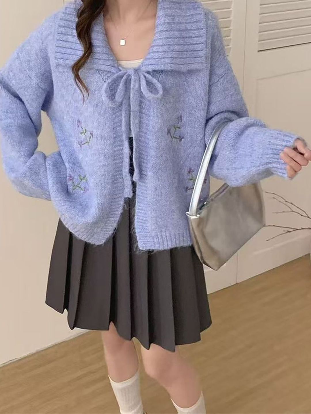 LULU & SKY Women Floral Embroidered Tie-up Cardigan-picture-37