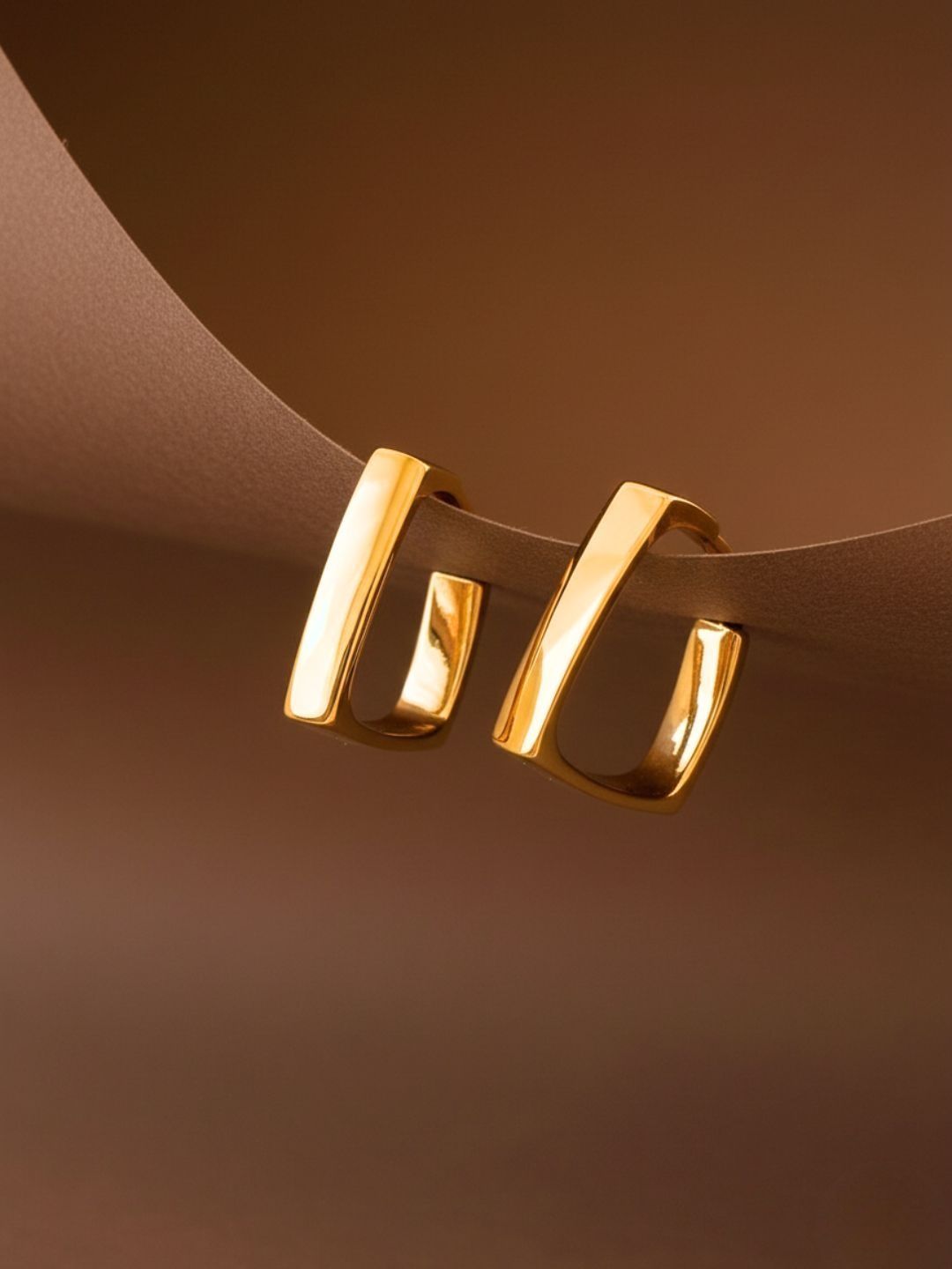 COOLWOOL Gold Plated Square Shaped Korean Hoop Earrings-picture-16