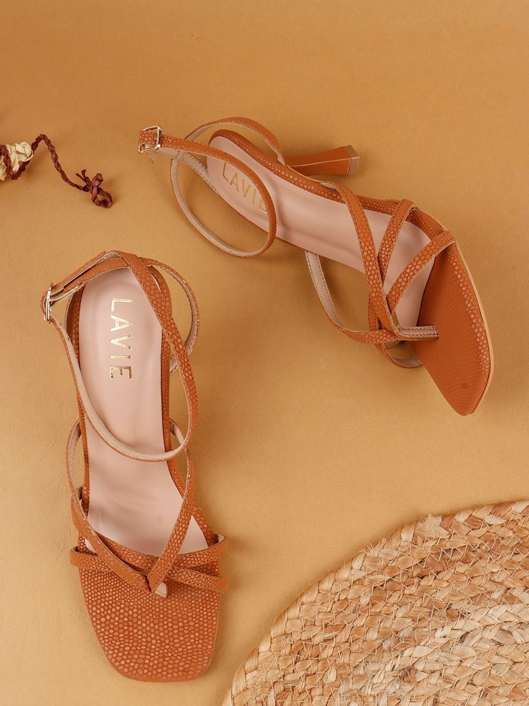 Lavie Women Textured Slim Heel Sandals-picture-14