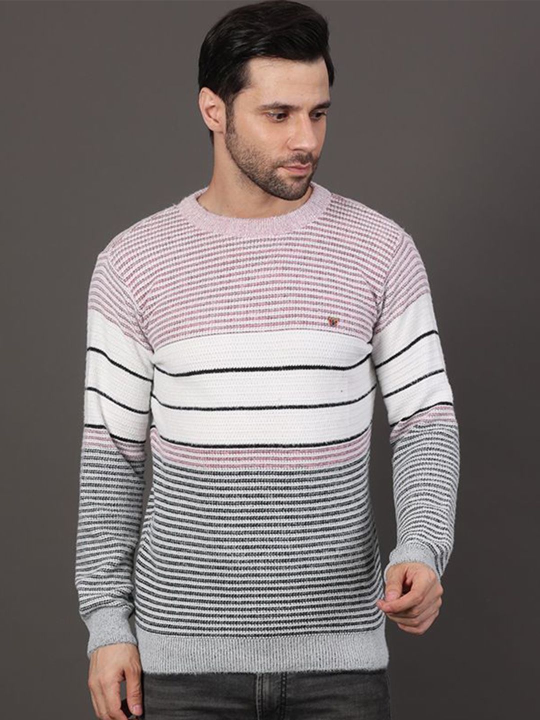 GRACIT Men Striped Woollen Pullover Sweater-picture-17